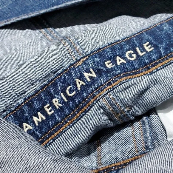 DENIM AEO AMERICAN EAGLE OUTFITTERS OVERALLS DISTRESSED RIPS SIZE SMALL - Picture 3 of 9